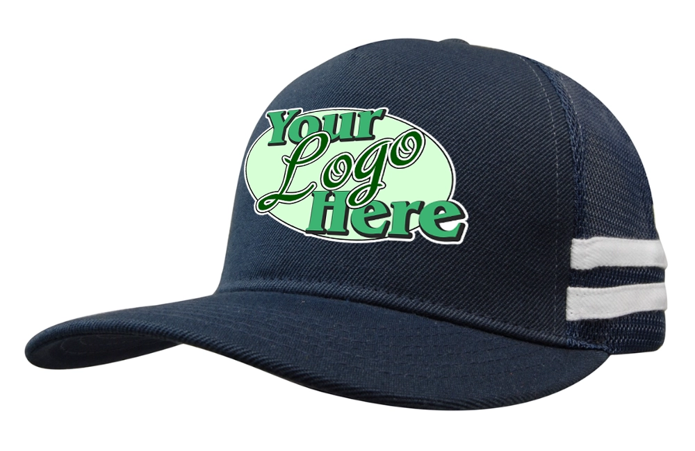 DEEP FIT TWILL-MESH TRUCKER WITH STRIPES
